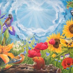 De schepping bloemen en vogels